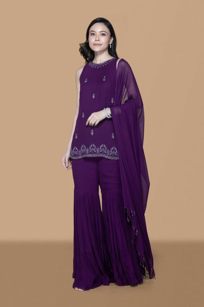Purple Gharara Set